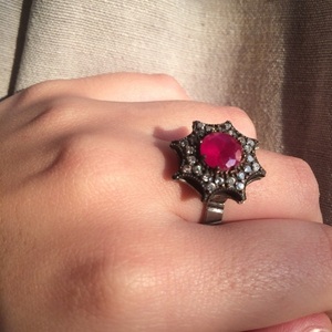 Vintage ασημένιο δαχτυλίδι "Αστέρι/ βαθυκόκκινο" με φυσικές πέτρες - ασήμι, ημιπολύτιμες πέτρες, ασήμι 925, αγάπη, σταθερά - 4