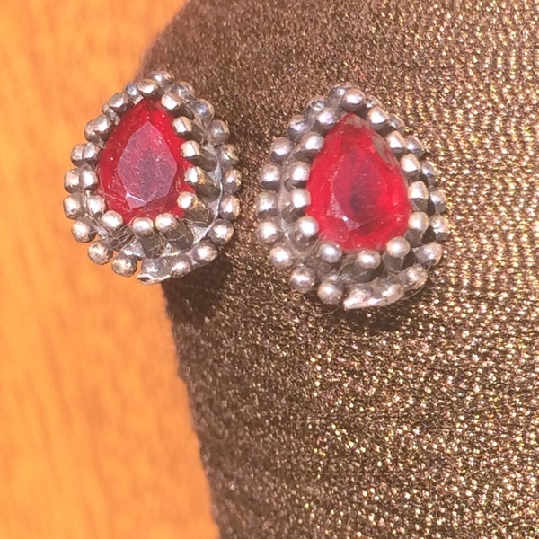 Vintage ασημένια καρφωτά σκουλαρίκια ¨Δάκρυ" - ασήμι, ημιπολύτιμες πέτρες, δάκρυ, καρφωτά, μικρά - 4