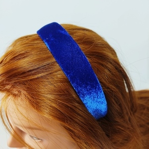 Στέκα βελούδινη φλατ μπλε ρουά - ύφασμα, μοδάτο, για τα μαλλιά, στέκες - 2