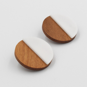 Στρογγυλά σκουλαρίκια με plexiglass - ξύλο, καρφωτά, μικρά, plexi glass - 2