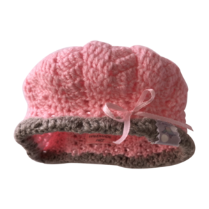 πλεκτό καπελάκι μωρού 'Twin' προσαρμόζετε στο κεφαλάκι , ροζ-greige, 14 x 13 εκ - καπέλα