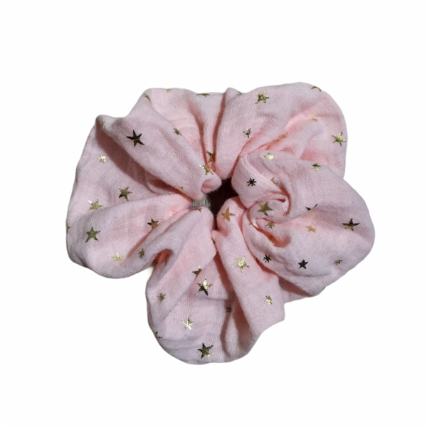 Handmade Scrunchie Baby Pink Stars. - λαστιχάκια μαλλιών