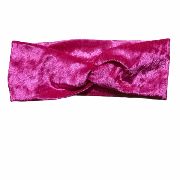 Handmade Scrunchie with Headband Pink Velvet - κορδέλες μαλλιών - 2