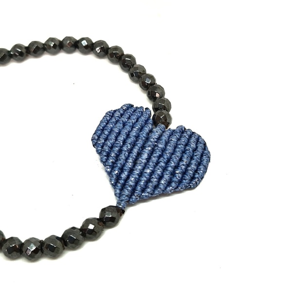 Καρδούλα μακραμέ σε ανοιχτό μπλε χρώμα - ημιπολύτιμες πέτρες, καρδιά, μακραμέ, χεριού, αυξομειούμενα - 4