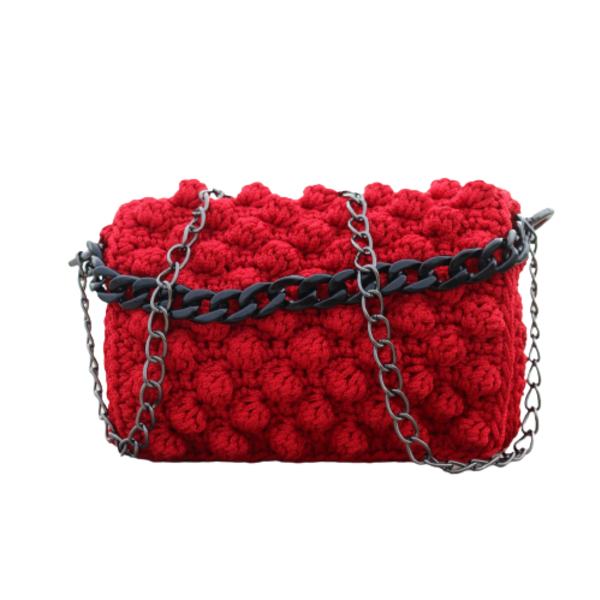 RED PASSION - clutch, ώμου, all day, πλεκτές τσάντες