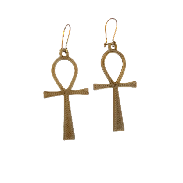 σκουλαρίκια χρυσά αιγυπτιακό aknh, σταυρός - σταυρός, plexi glass, κρεμαστά, faux bijoux, φθηνά