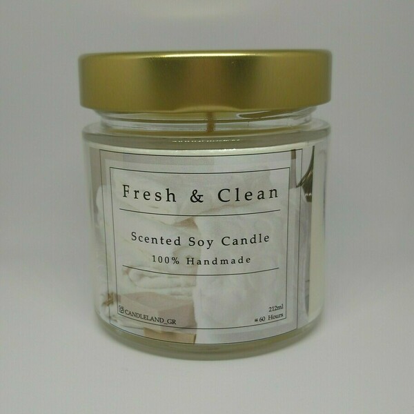 Fresh & Clean 100% Soy Candle 212ml - αρωματικά κεριά, αρωματικό, σόγια, κερί σόγιας