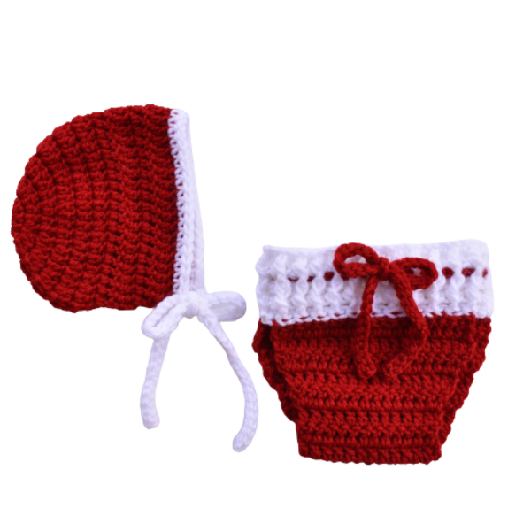 Χριστουγεννιάτικο βρεφικό σετ με σκουφάκι και φουφούλα για κοριτσάκι κόκκινο - άσπρο1 - κορίτσι, σετ, 0-3 μηνών, βρεφικά ρούχα