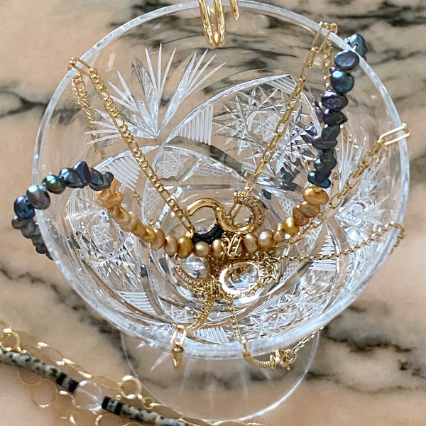 Black & Gold Pearl Necklace - μαργαριτάρι, γυναικεία, ασήμι 925 - 4
