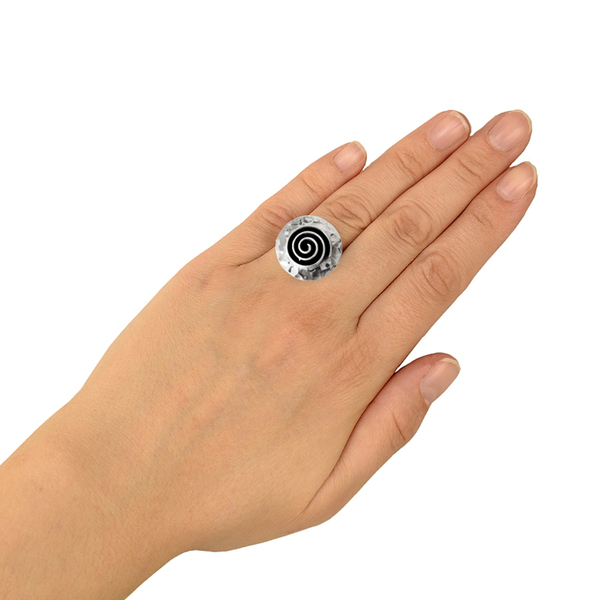 Χειροποίητο ασημένιο δαχτυλίδι με Ελληνικό σπιράλ - ασήμι, γεωμετρικά σχέδια, μεγάλα, αυξομειούμενα - 3