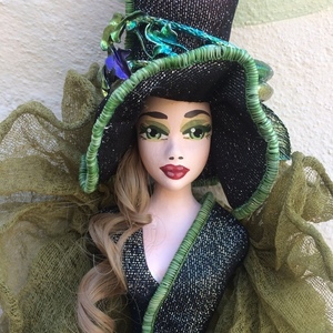 Διακοσμητική Κούκλα "Πράσινη Μάγισσα" ύψος 90 εκ. - ύφασμα, διακόσμηση, διακοσμητικά, διακόσμηση σαλονιού, κούκλες - 2