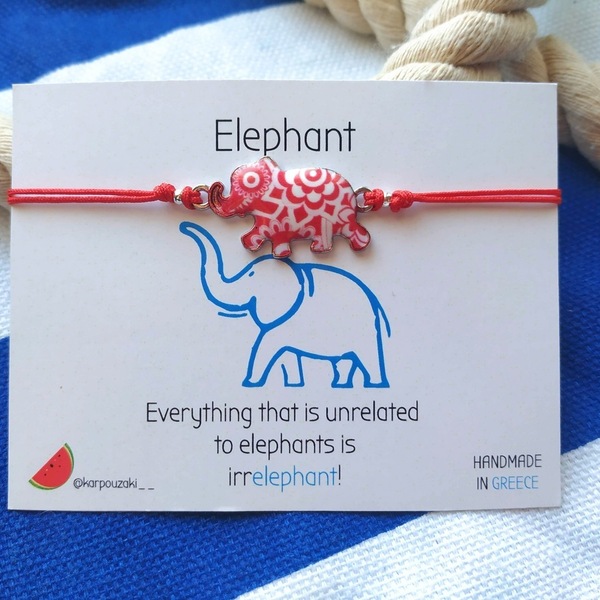 Βραχιόλι Κόκκινος Ελέφαντας - charms, ελεφαντάκι, χεριού, αυξομειούμενα - 3