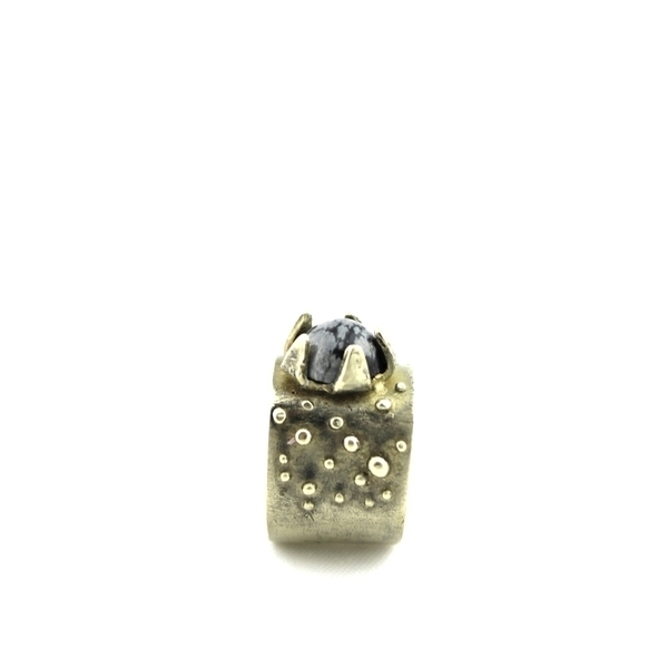 Δαχτυλίδι από αλπακά και οψιδιανό χιονιού - ημιπολύτιμες πέτρες, chevalier, αλπακάς, αυξομειούμενα - 2