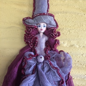 Διακοσμητική Κούκλα "Μαγισσάκι μωβ-βυσσινί" ύψος 40 εκ. - ύφασμα, δώρο, διακοσμητικά, κούκλες - 2