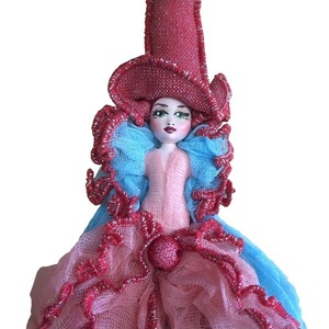 Διακοσμητική Κούκλα "Μαγισσάκι κόκκινο-τυρκουάζ" ύψος 40 εκ. - διακόσμηση, διακοσμητικά, διακόσμηση σαλονιού, κούκλες