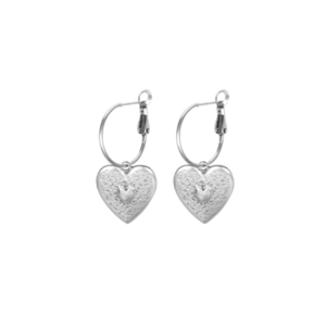 Σκουλαρίκια Κρίκοι "Hearts" - επιχρυσωμένα, καρδιά, κρίκοι, boho, δώρα αγίου βαλεντίνου - 2