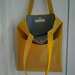 Υφασμάτινη tote τσάντα "Yellow" - ύφασμα, ώμου, all day, tote, πάνινες τσάντες - 3