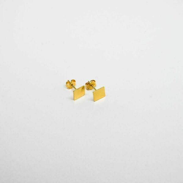 Minimal τετράγωνα σκουλαρίκια ασήμι επιχρυσωμένο 22Κ - ασήμι, επιχρυσωμένα, καρφωτά, μικρά, φθηνά - 3