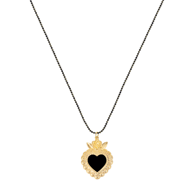 Κολιέ Μακρύ "Black Heart" - charms, ορείχαλκος, καρδιά, μακριά, δώρα αγίου βαλεντίνου - 3
