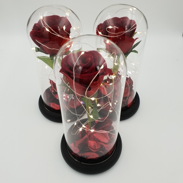 Γυάλινη καμπάνα | τριαντάφυλλο φωτάκια | δώρο αγάπης - τριαντάφυλλο, γυάλινες, διακοσμητικά, δώρο οικονομικό - 3