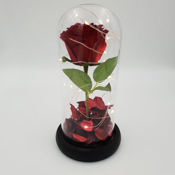 Γυάλινη καμπάνα | τριαντάφυλλο φωτάκια | δώρο αγάπης - τριαντάφυλλο, γυάλινες, διακοσμητικά, δώρο οικονομικό - 4