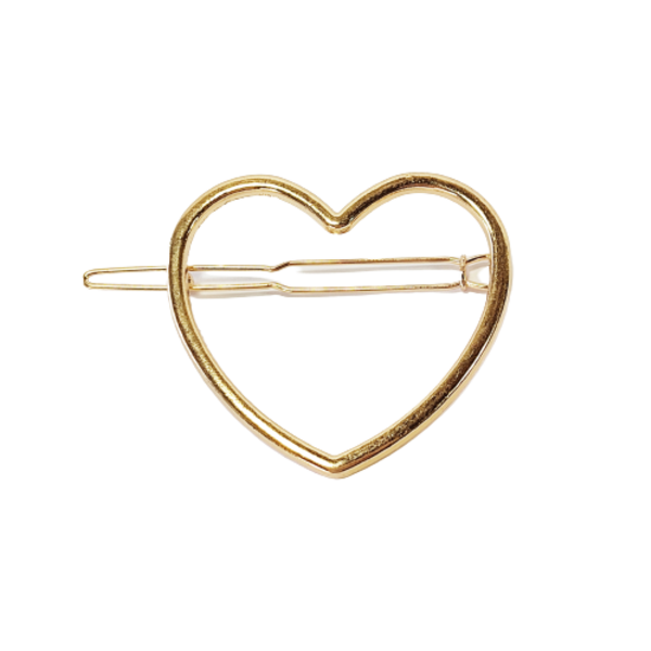 Επίχρυση μπαρέτα καρδιά - καρδιά, μέταλλο, μοδάτο, hair clips