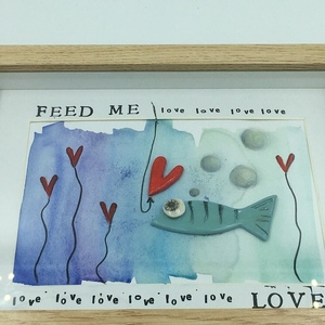 "Feed Me Love" Ζωγραφική με Μεικτη Τεχνική σε Κορνίζα - πίνακες & κάδρα, πίνακες ζωγραφικής