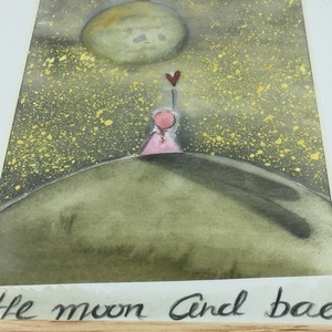 "I will always love you to the moon and back" Ζωγραφική με Μεικτή Τεχνική σε Κορνίζα - πίνακες & κάδρα, πίνακες ζωγραφικής - 2