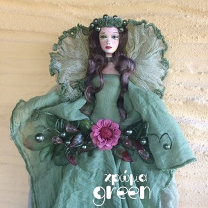 Διακοσμητική Κούκλα "Fairy DFSN" ύψος 60 εκ. σε χρώμα μέντας και πράσινο - διακόσμηση, διακοσμητικά, διακόσμηση σαλονιού, κούκλες - 3