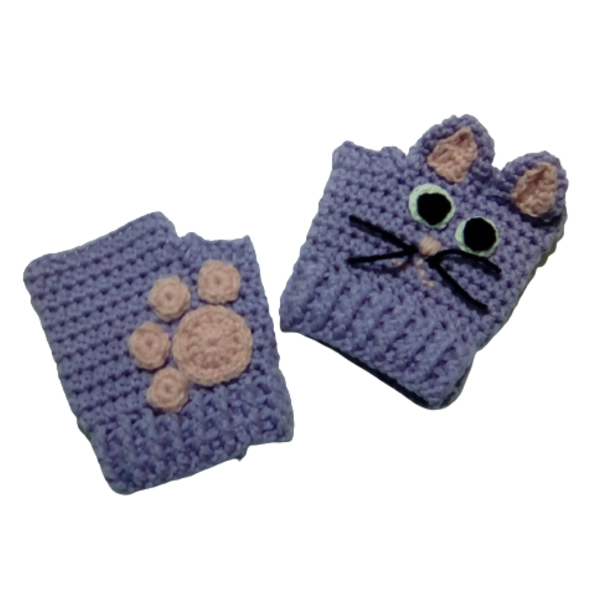 Παιδικά γάντια μωβ γάτα