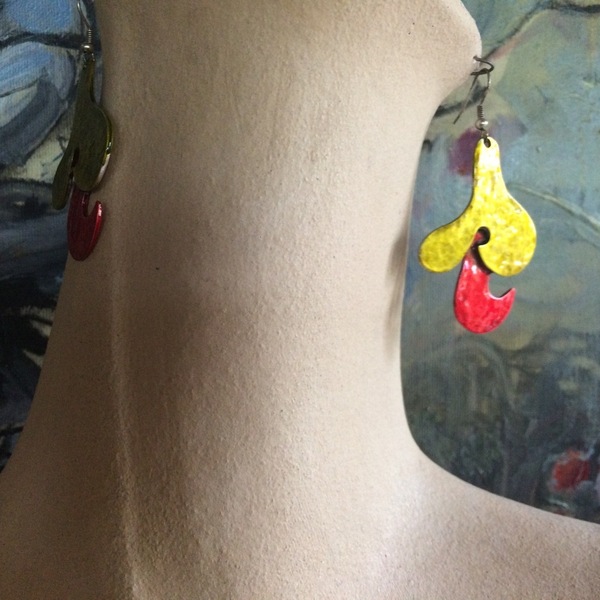 Χρωματιστά σκουλαρίκια "Μπουμπούκια" σε 3 συνδυασμούς - αλπακάς, μακριά, ατσάλι, κρεμαστά, μεγάλα - 2