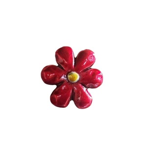 Δαχτυλίδι μικρό από αρζαντό "Κόκκινη Μαργαρίτα" - αλπακάς, μικρά, boho, αυξομειούμενα, φθηνά