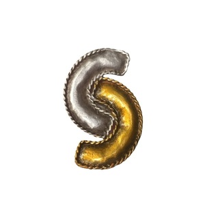 Μεγάλο δαχτυλίδι από αρζαντό ασημί-χρυσό "Es" - αλπακάς, minimal, μεγάλα, αυξομειούμενα, φθηνά