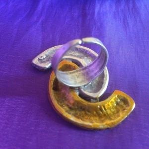 Μεγάλο δαχτυλίδι από αρζαντό ασημί-χρυσό "Es" - αλπακάς, minimal, μεγάλα, αυξομειούμενα, φθηνά - 4