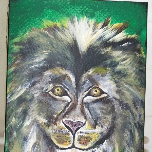 Πίνακας ζωγραφικής "Λιοντάρι"(60*30cm) - ζωγραφισμένα στο χέρι, πίνακες & κάδρα, λιοντάρι, πίνακες ζωγραφικής - 2