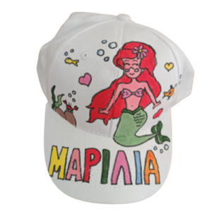 παιδικό καπέλο jockey με όνομα και θέμα γοργόνα ( mermaid ) - δώρο, όνομα - μονόγραμμα, γοργόνα, καπέλα