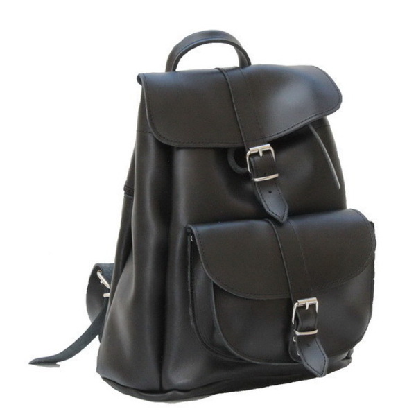 Δερμάτινη τσάντα πλάτης με 1 τσέπη σε μαύρο χρώμα - δέρμα, vintage, πλάτης, σακίδια πλάτης, romantic, all day, minimal, boho, ethnic