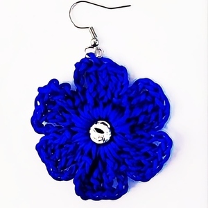 Σκουλαρίκια μπλε ελεκτρίκ λουλουδάκια - λουλούδι, κρεμαστά, μεγάλα, γιορτή της μητέρας