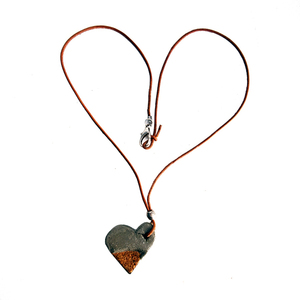 Necklace " HEART "...με γέμιση φελλό - μοναδικό, γυναικεία, τσιμέντο, φελλός, κοσμήματα, δώρα επετείου