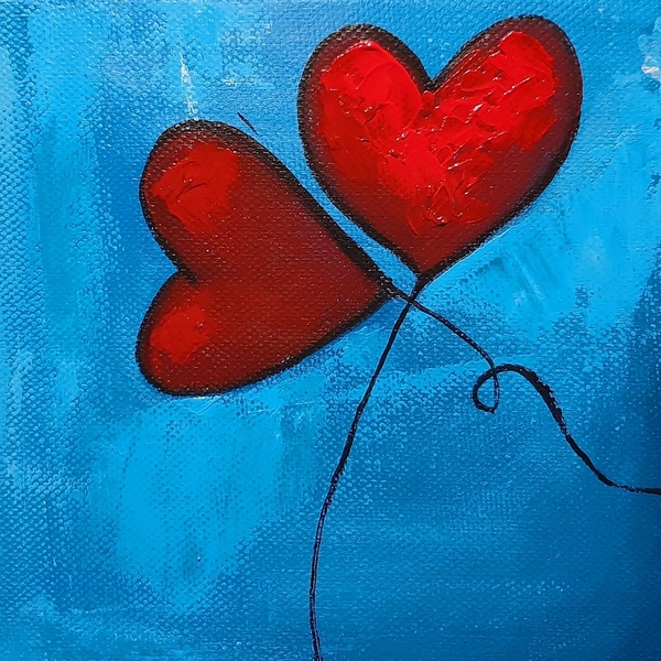 Πίνακας σύνθεση καρδιές (60cmx80cm) - πίνακες & κάδρα, καρδιά, ακρυλικό, χειροποίητα, αγ. βαλεντίνου - 5