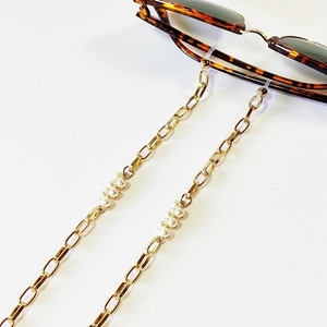 Αλυσίδα επίχρυση για γυαλιά διπλή γραμμή πέρλες - αλυσίδες, πέρλες, μοδάτο, αλυσίδα γυαλιών - 4