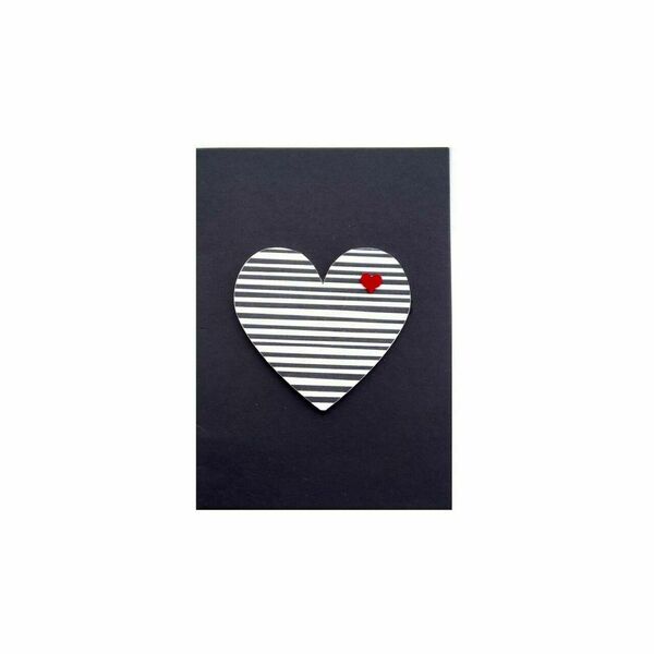 Ευχετήρια Κάρτα με Ξύλινη Ριγέ Καρδιά! Χαρτί ξύλο 12.5 x 17.5εκ - αγάπη, κάρτα ευχών, ευχετήριες κάρτες