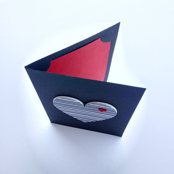 Ευχετήρια Κάρτα με Ξύλινη Ριγέ Καρδιά! Χαρτί ξύλο 12.5 x 17.5εκ - αγάπη, κάρτα ευχών, ευχετήριες κάρτες - 2
