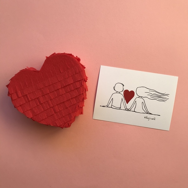 Ευχετήρια κάρτα ρομαντική και καρδιά πινιάτα - καρδιά, επέτειος, κάρτα ευχών, ευχετήριες κάρτες - 2