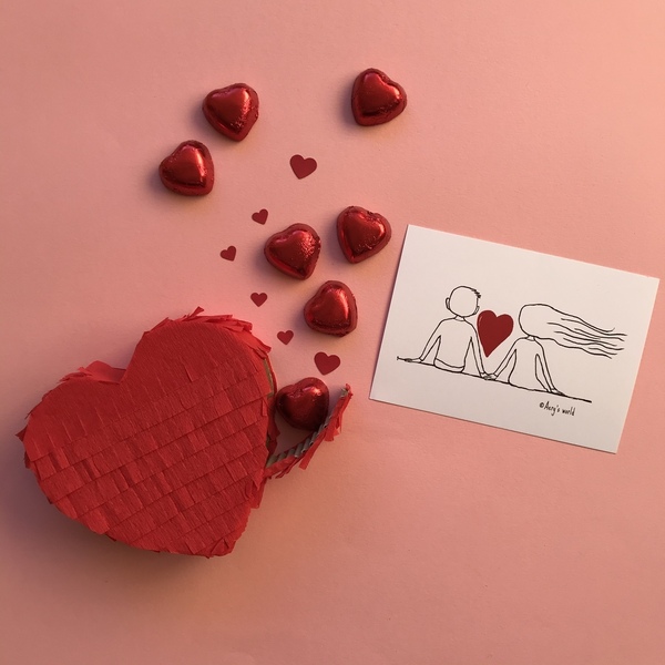 Ευχετήρια κάρτα ρομαντική και καρδιά πινιάτα - καρδιά, επέτειος, κάρτα ευχών, ευχετήριες κάρτες - 3