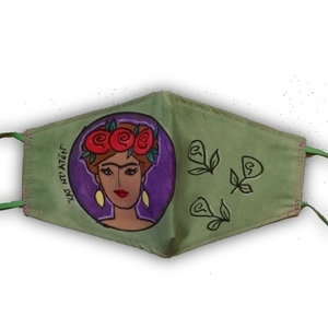 Ζωγραφισμένη μάσκα κοπελα τριαντάφυλλα, γυναικεία βαμβακερή - βαμβάκι, ζωγραφισμένα στο χέρι, γυναικεία, τριαντάφυλλο