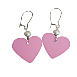 σκουλαρίκια κρεμαστά καρδιές διπλής όψης ροζ κ ασημί, αγίου βαλεντίνου - καρδιά, επάργυρα, κρεμαστά, αγ. βαλεντίνου, φθηνά