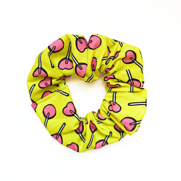Υφασμάτινο λαστιχάκι scrunchie Lime Lollipop - λαστιχάκια μαλλιών