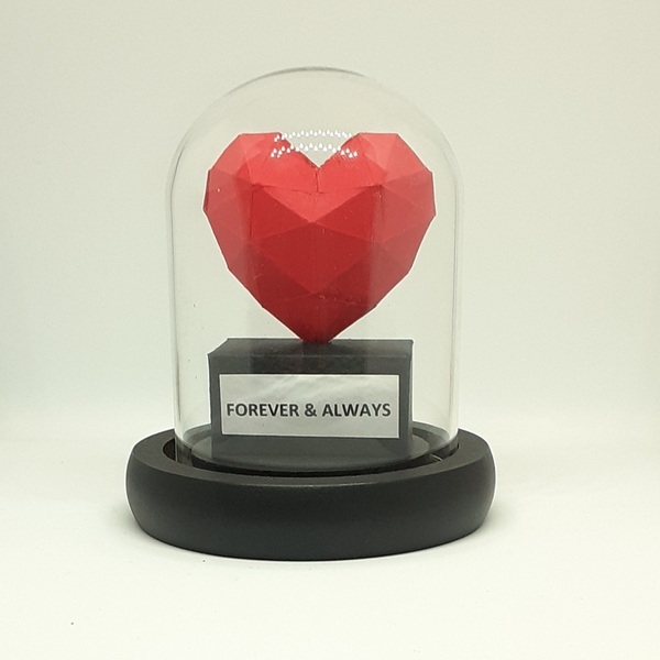 Διακοσμητικό Glass Cloche Γεωμετρική Καρδιά, Δώρο Αγάπης - γυαλί, χαρτί, δώρα επετείου, διακοσμητικά, αγ. βαλεντίνου - 2