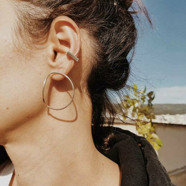Minimal ασημένιο ear cuff τετράγωνο - ασήμι, ασήμι 925, γεωμετρικά σχέδια, ear cuffs - 4